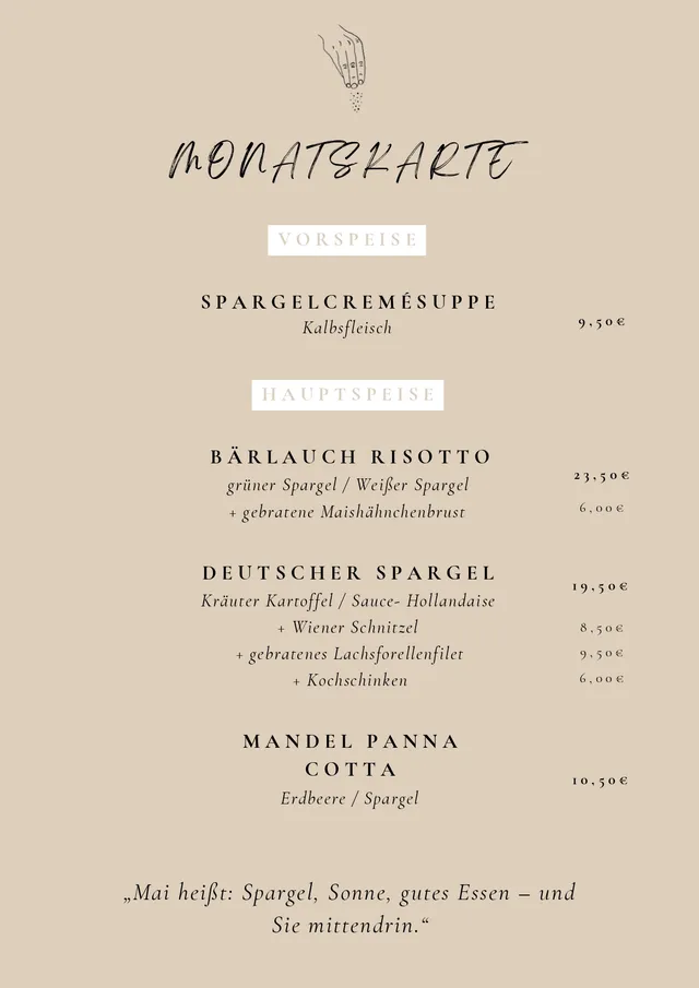 Monatsspeisekarte